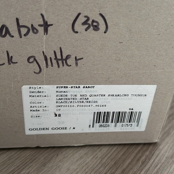 Golden Goose Black Glitter Super-Star Sabot Shearling Lined Sneakers Size 38 - Picture 8 of 8